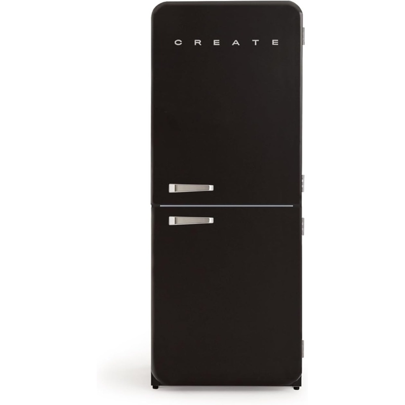 rU5SQ1WCJa Frigorífico combi CREATE RETRO FRIDGE COMBI 185 401 L NoFrost Clase energética E Negro Maneta Plata - Imagen 1